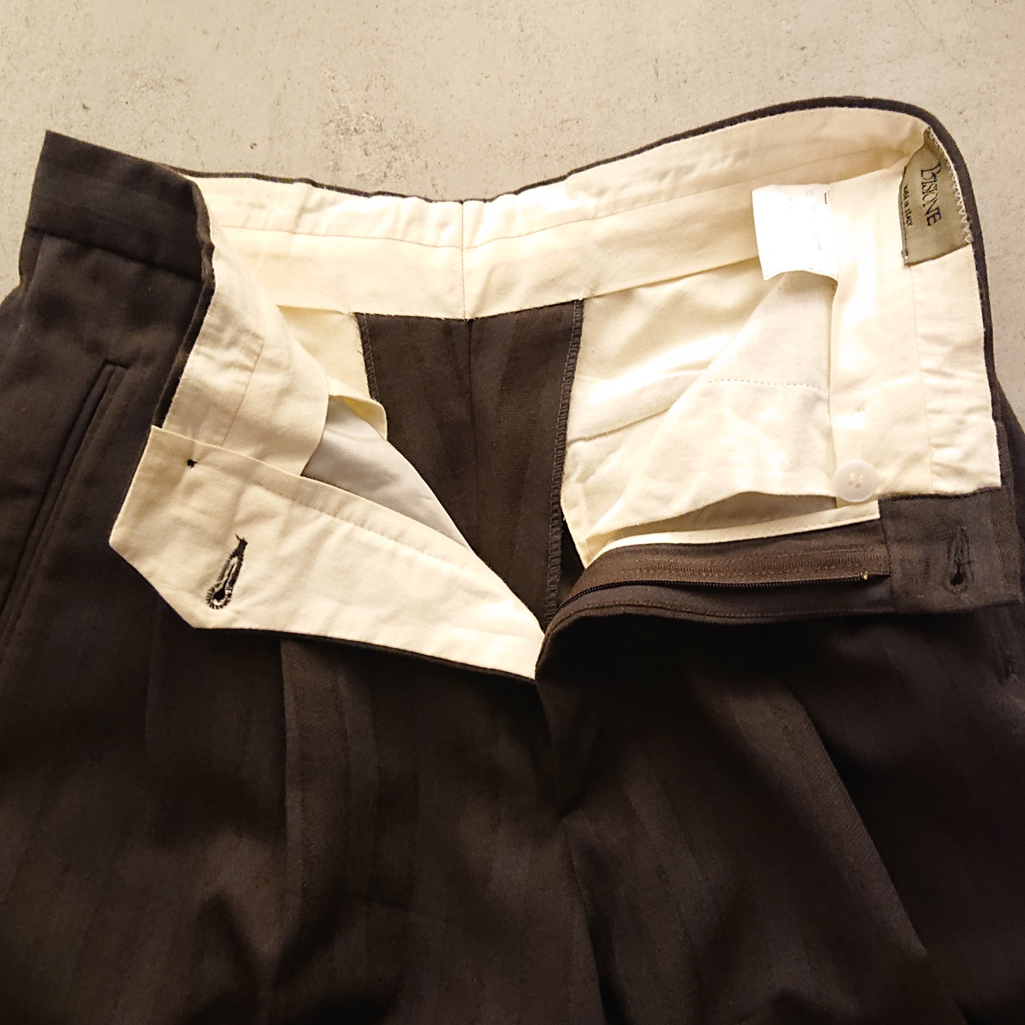 Bisione イタリア製 ワイドストライプスラックス　52 Bisione- ITALY MADE SLACKS PT BROWN | eeff.