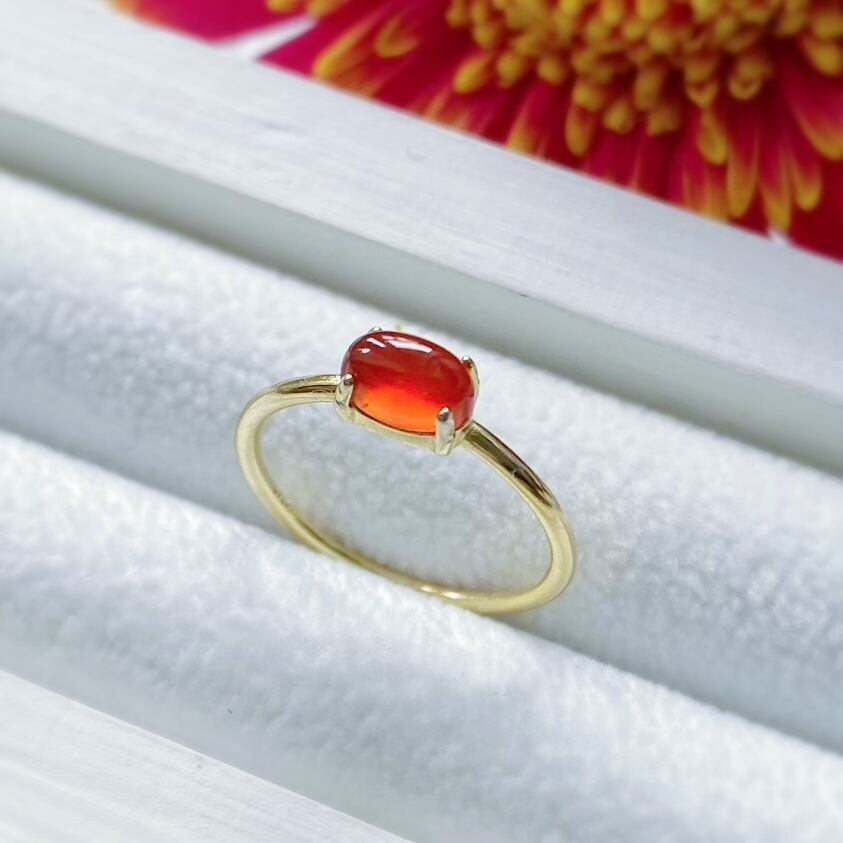 18K 魅せる赤瑪瑙(あかめのう)の華奢リング - Poppy -