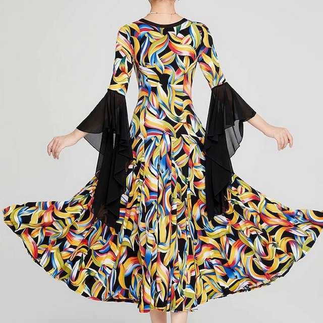 フレアスリーブ・プリントフレアドレス ds0552