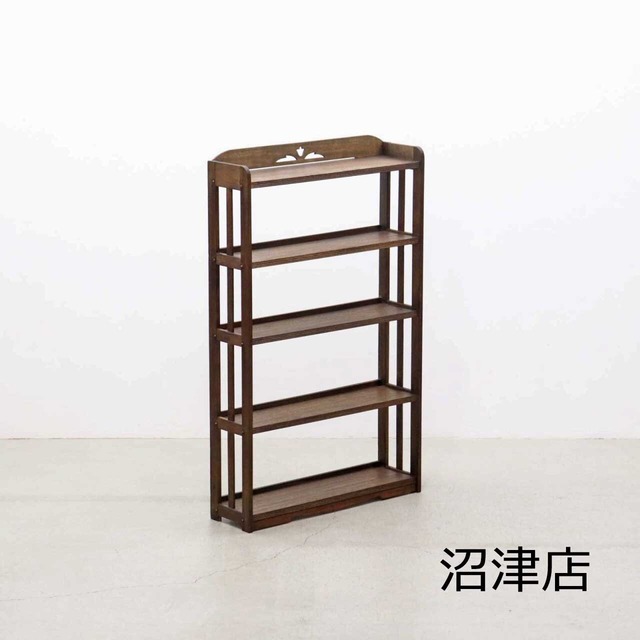 【沼津店】 レトロ ラワン 無垢材 本棚 シェルフ 飾り棚 食器棚  ヴィンテージ RCT03031