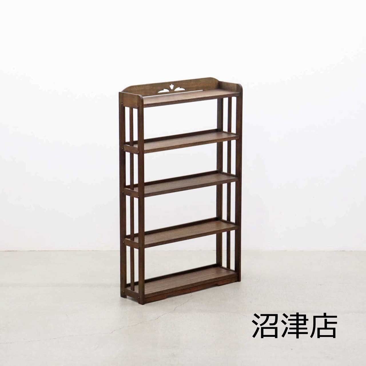 【沼津店】 レトロ ラワン 無垢材 本棚 シェルフ 飾り棚 食器棚 ヴィンテージ RCT03031