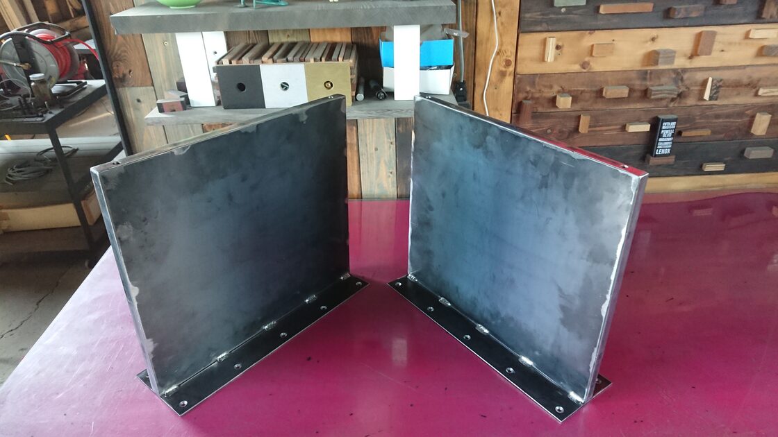 無塗装でアイアンなBOX鉄脚♪19×400×350mm □型 2脚ver. リビング  