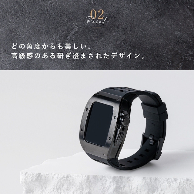 Luxury Apple Watch Case & Belt BR-AWC45BK ラグジュアリー アップル ウォッチ ケース＆ベルト ブラック メンズ  (バンド・カバーセット 44mm/45mm対応) カスタムパーツ 高級ケース