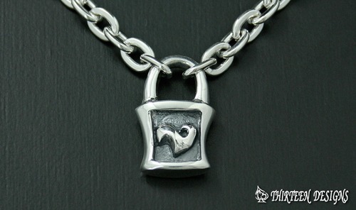 THIRTEENDESIGNS サーティーンデザインズ LN-1 SHAPED LOCK HEART NECKLACE