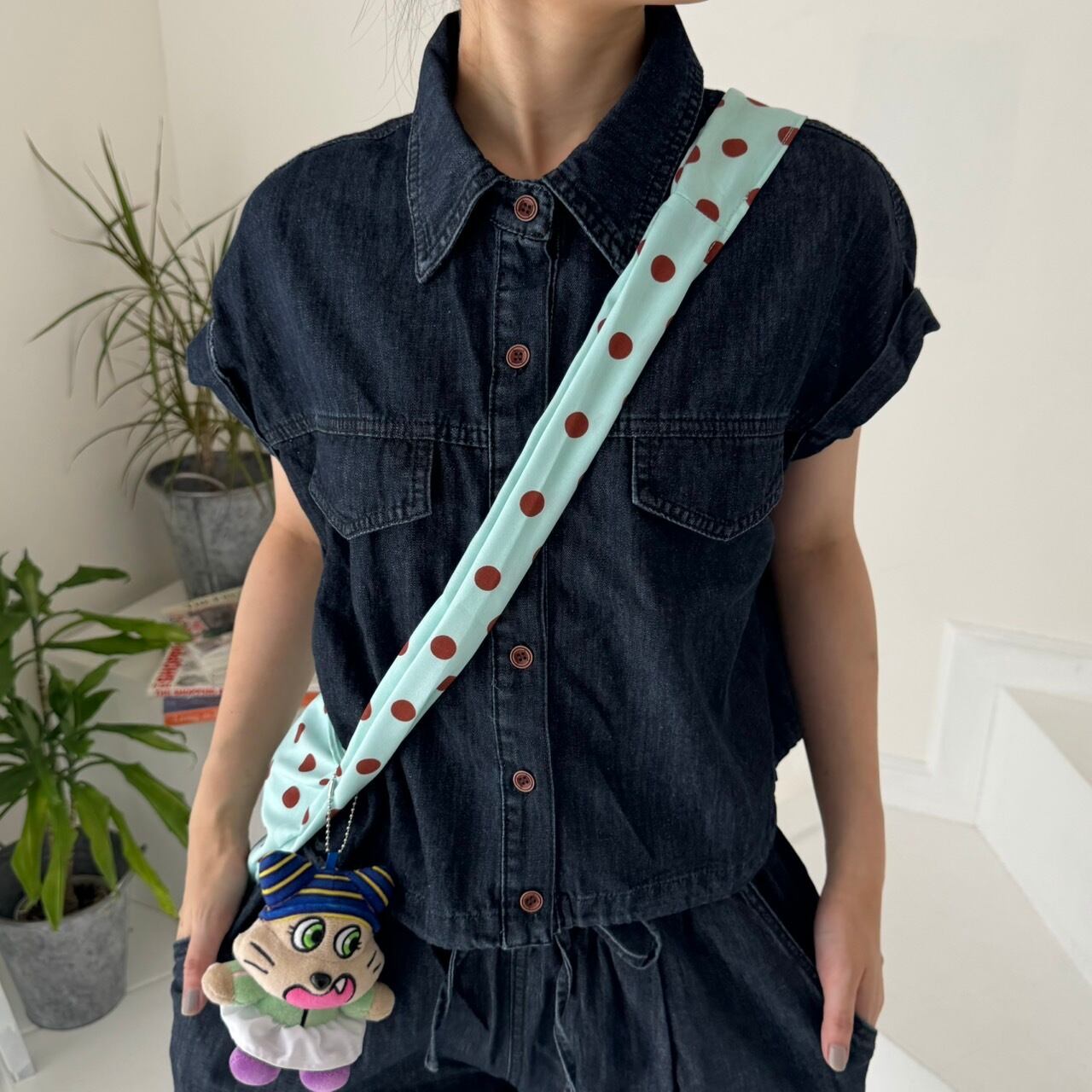 ワイドスリーブ半袖ルーズデニムシャツ ワイドデニムセットアップ_LN03499