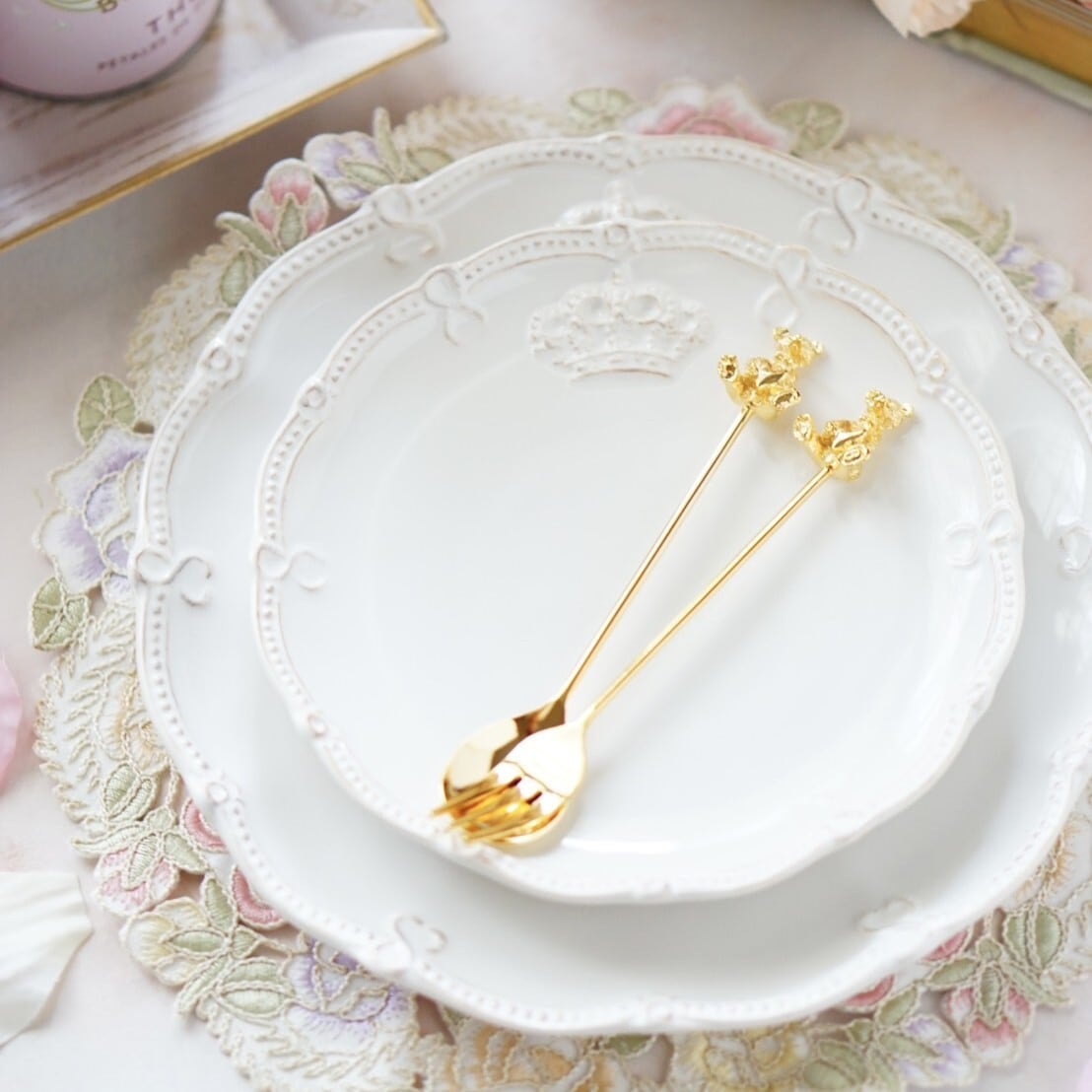 Ruche crown round dish / ルーシュクラウン ラウンド ディッシュ 15cm