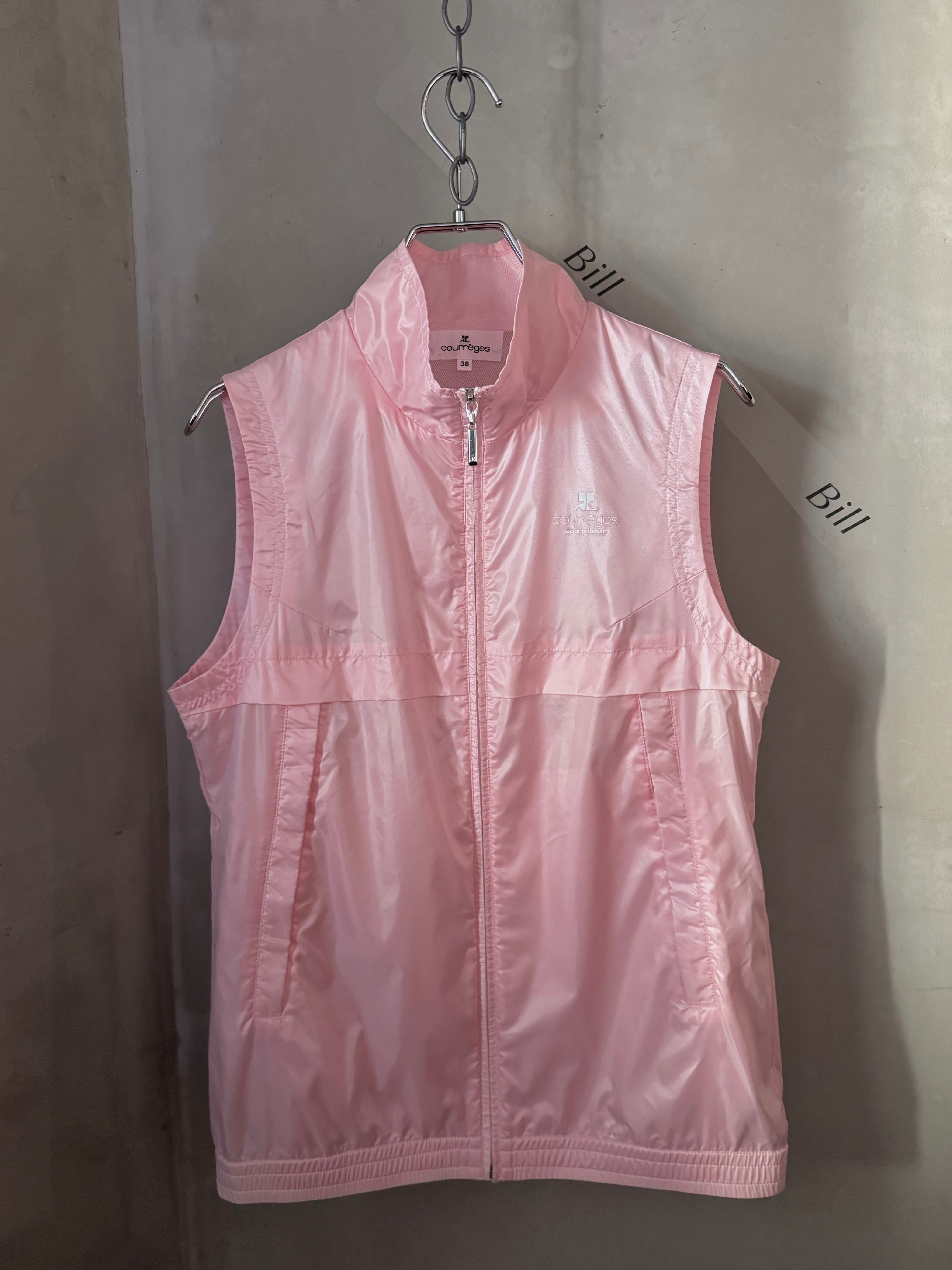 Courrèges logo aurora pink nylon vest