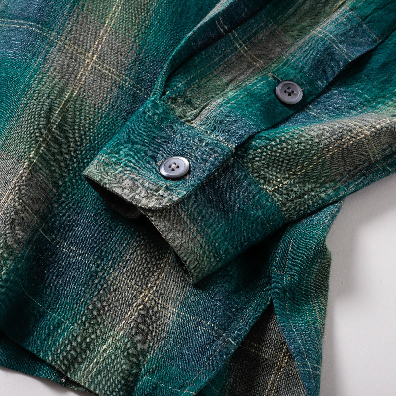 極美品】60s special Vintage rayon ombre check shirt green special