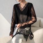 sheer lace long tops / l0493