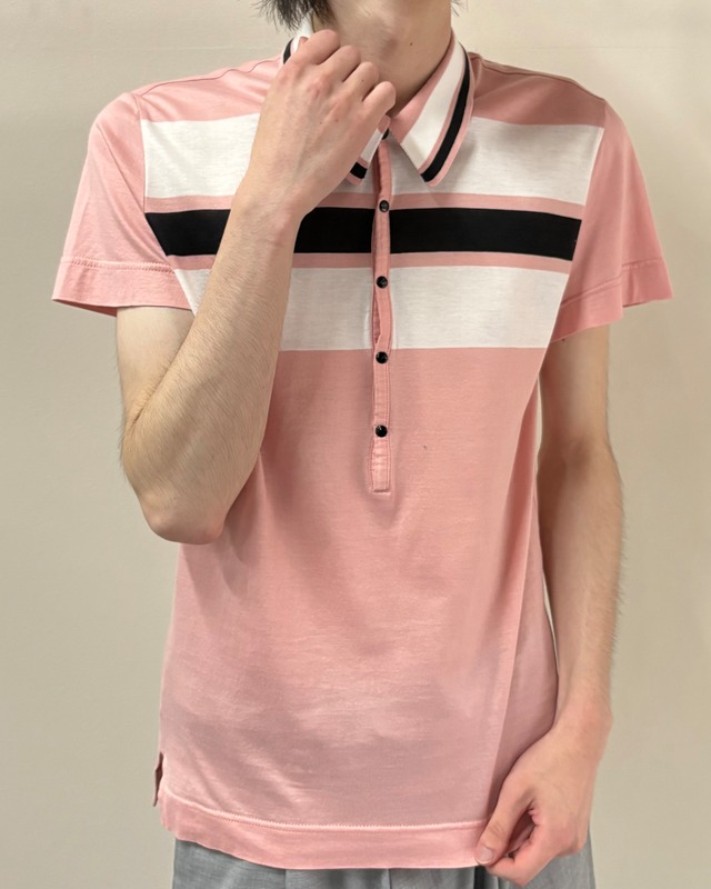【DOLCE&GABBANA】border snap polo shirt