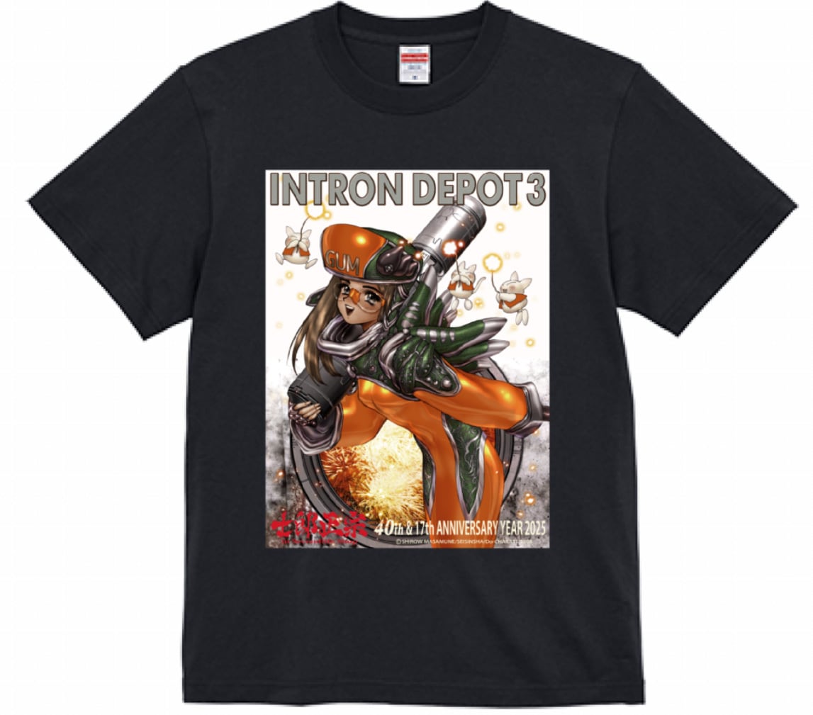 士郎正宗キャラクターTシャツVol.10 PIECES2-003 綿100% ブラック