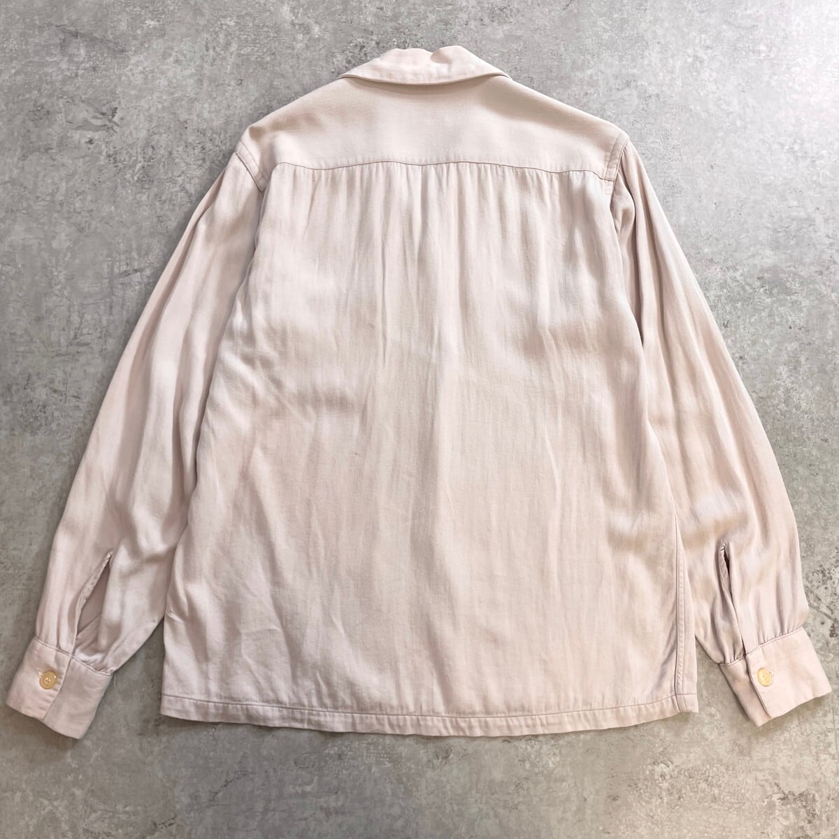 80~90s OLD JUNMEN 日本製 レーヨンシャツ ベージュ 50年代 Jayson ジェイソン JAY-GAB オープンカラー レーヨンギャバジン