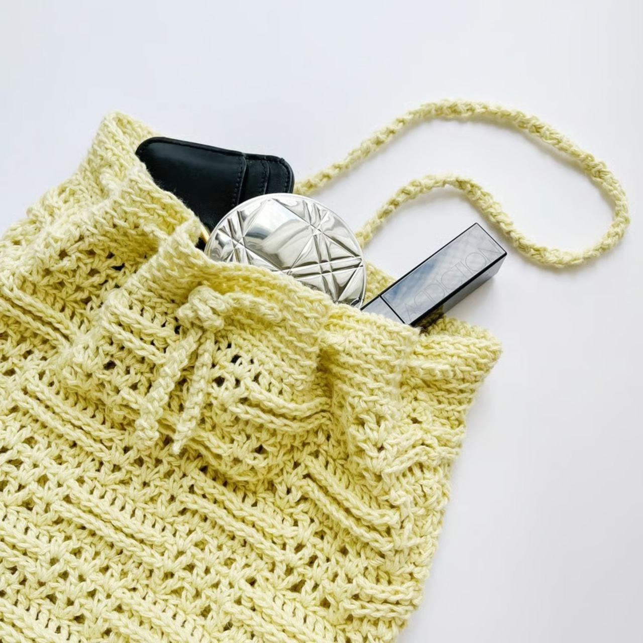 [Pattern] ブロックメッシュ巾着ハンドバッグ