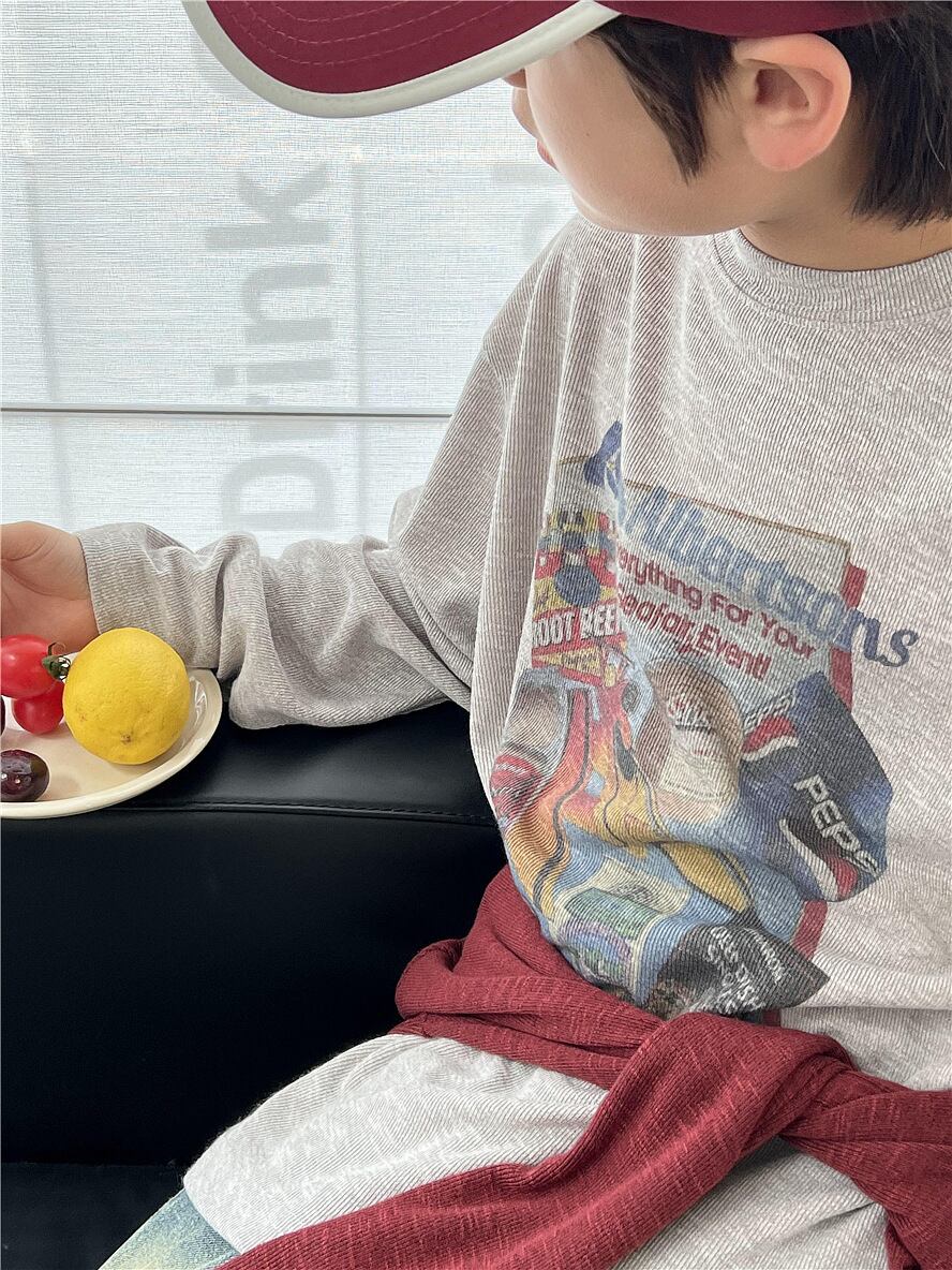 90,100cm 2color イラストトップス