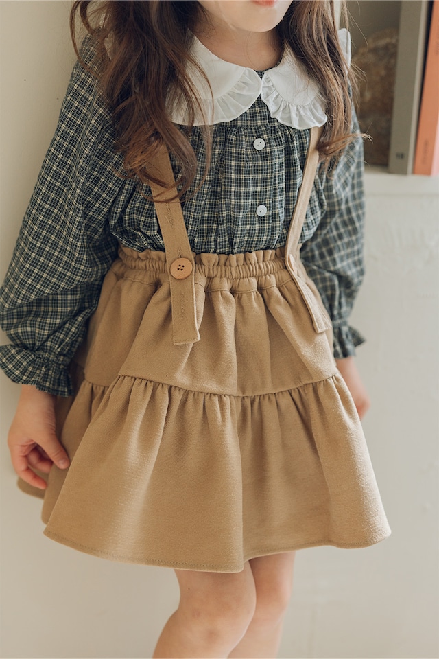 ブルマ付サスペンダーギャザースカート〈Beige〉
