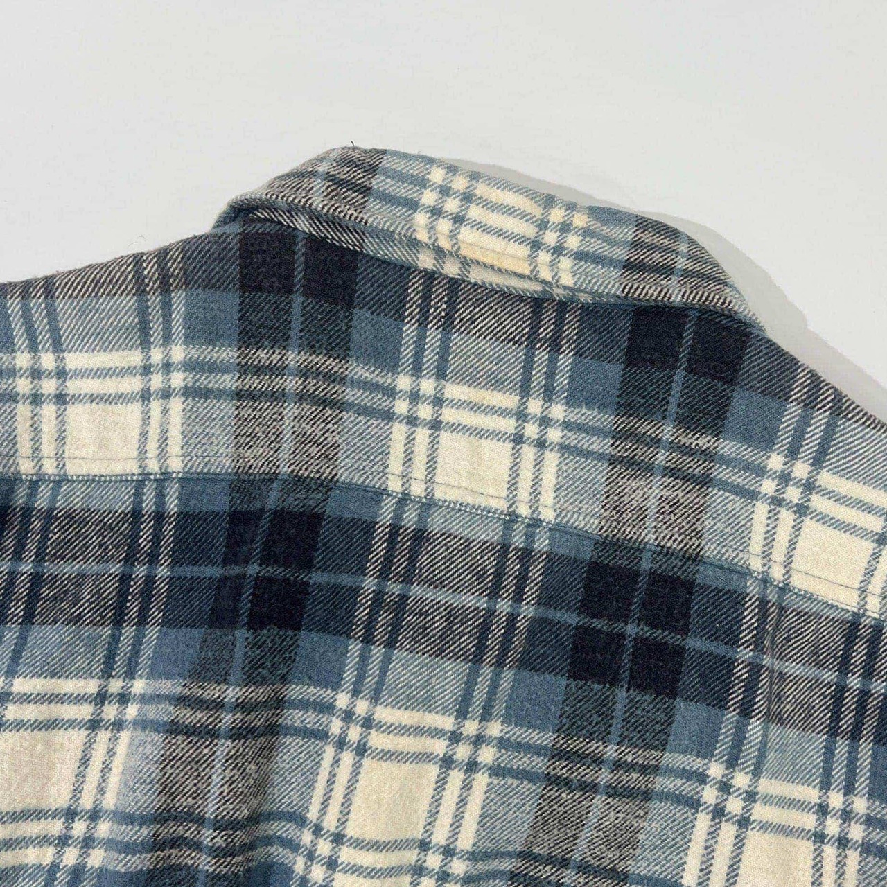 EDWIN エドウィン チェック柄 インド綿 長袖ネルシャツ M/水色系