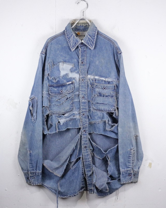 【Caka act2】80's "Carhartt" Aging × Destroy Vintage Denim Shirt Jacket