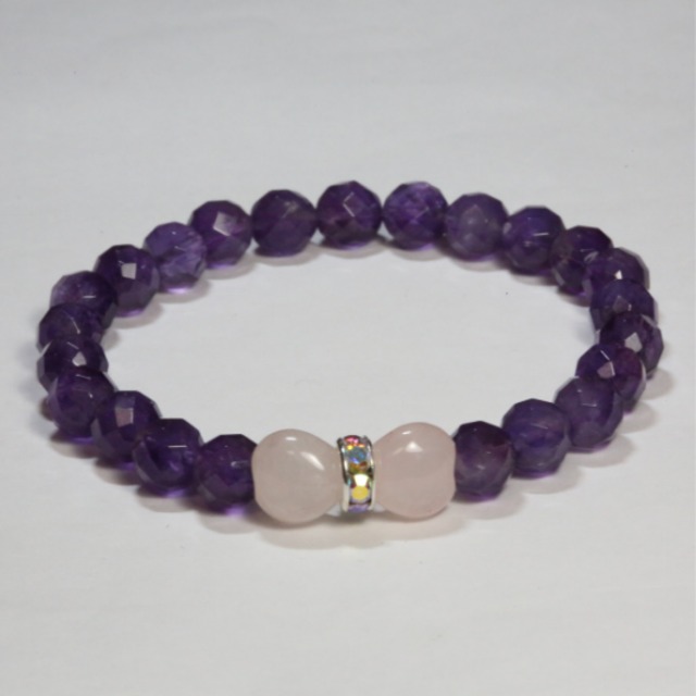 アメジストとローズクォーツのブレスレット(193)