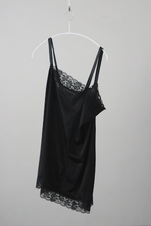 ribbon black lace slip dress