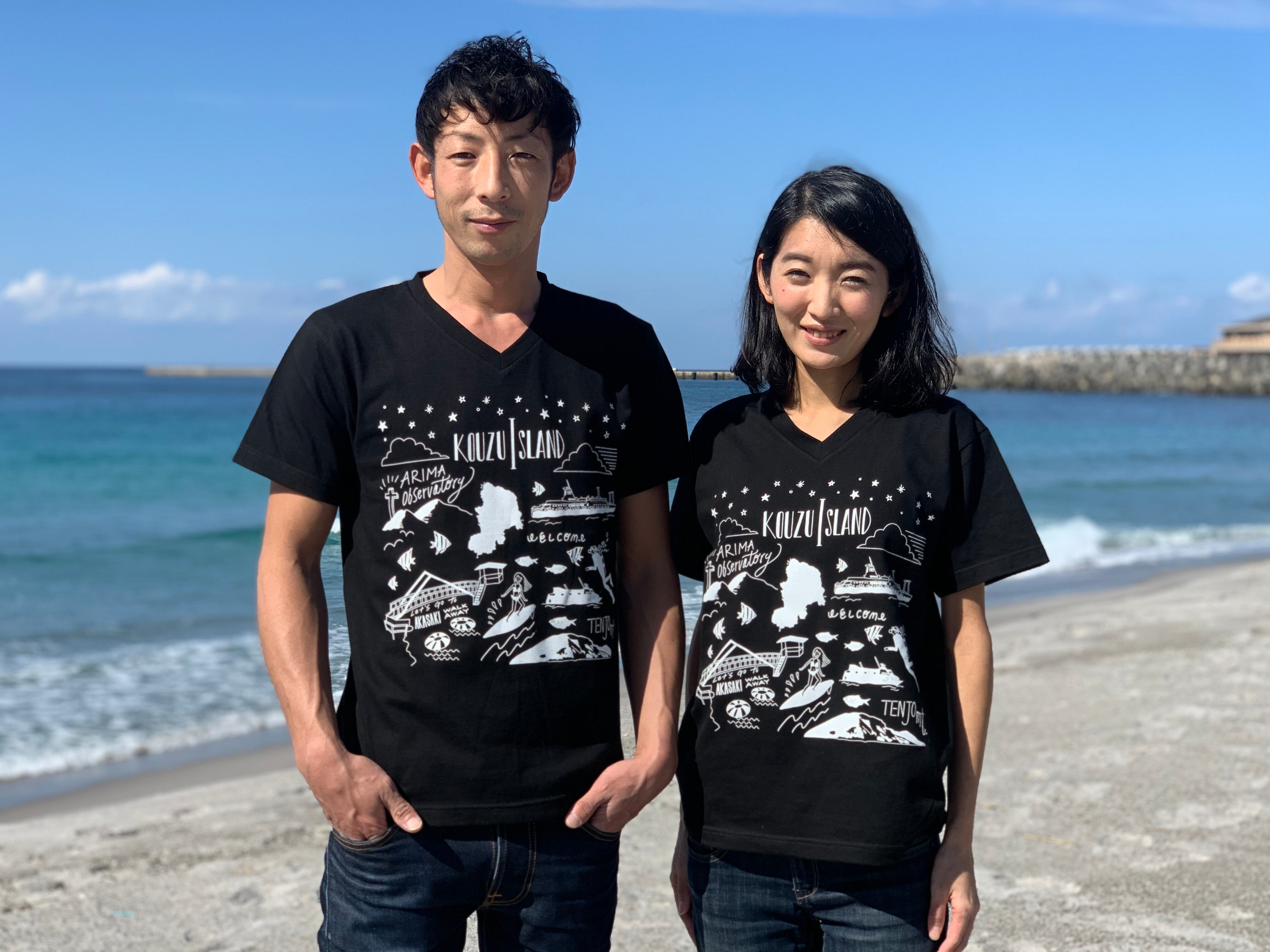 神津島オリジナルTシャツ Vネック・ブラック | FamiliA