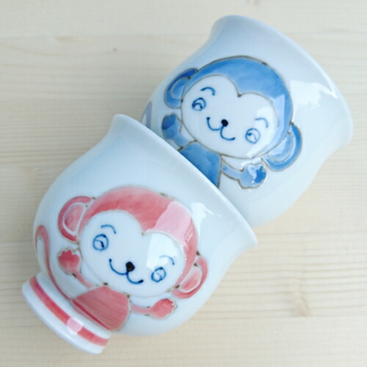 有田焼　おさるさん　コップ仙茶【青・赤】 15-042