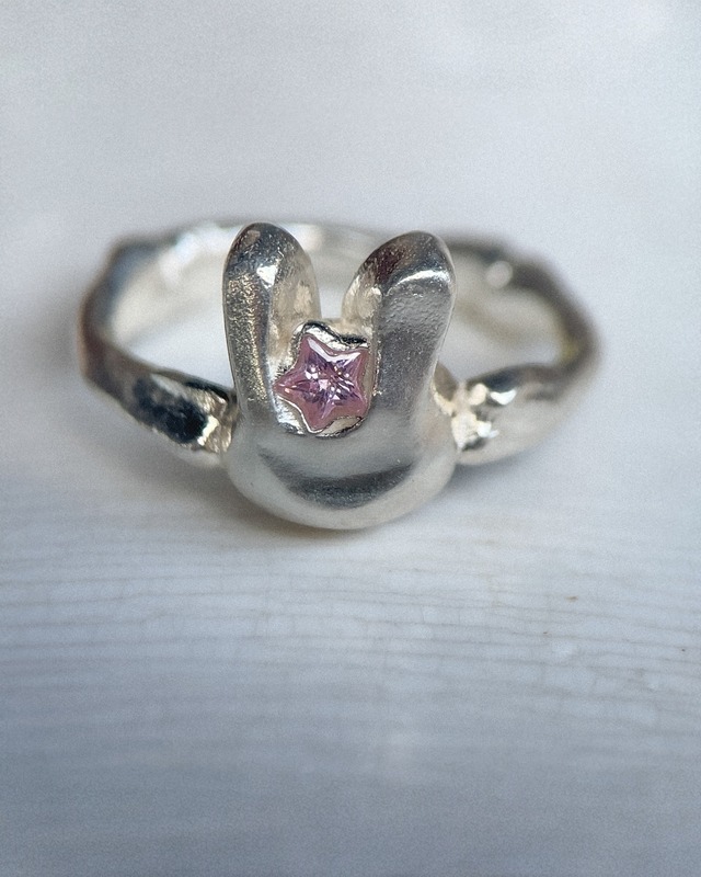 うさぎ  bone RING 星 SILVER925 キュービックジルコニア  LJ23083R