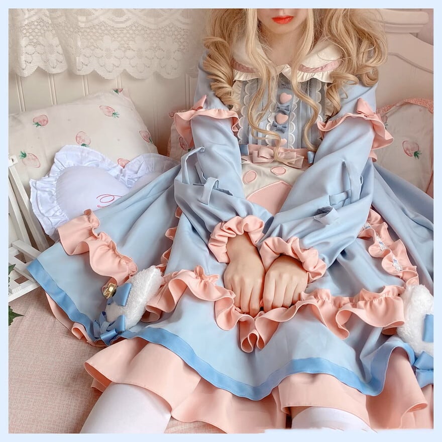 ゆめかわ ワンピース メイド服 エプロン リボン メルヘン ガーリー 甘