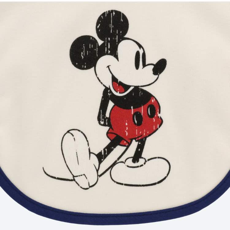 ミッキー ベビースタイ2枚セット ホワイト グレー パーク限定 東京 ディズニー ランド シー よだれ掛け マジックテープ ベビーグッズ エプロン 赤ちゃん用品