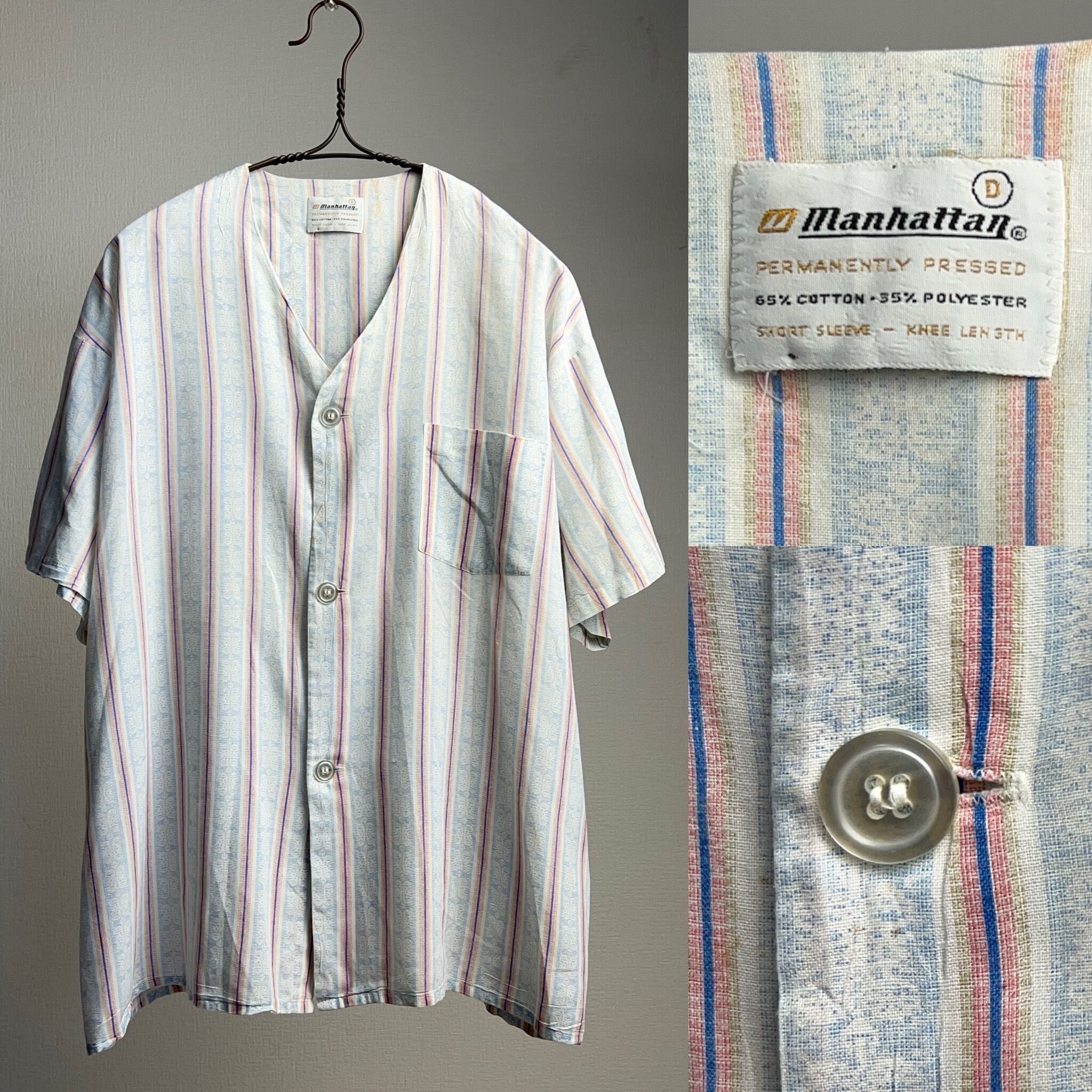 60's~70's Manhattan PAJAMA SHIRT 60年代 70年代 パジャマシャツ ノー ...