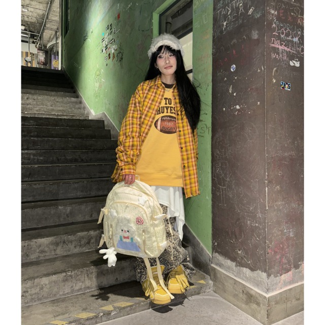 Hottie暖かい黄色の星＆熊バックパック