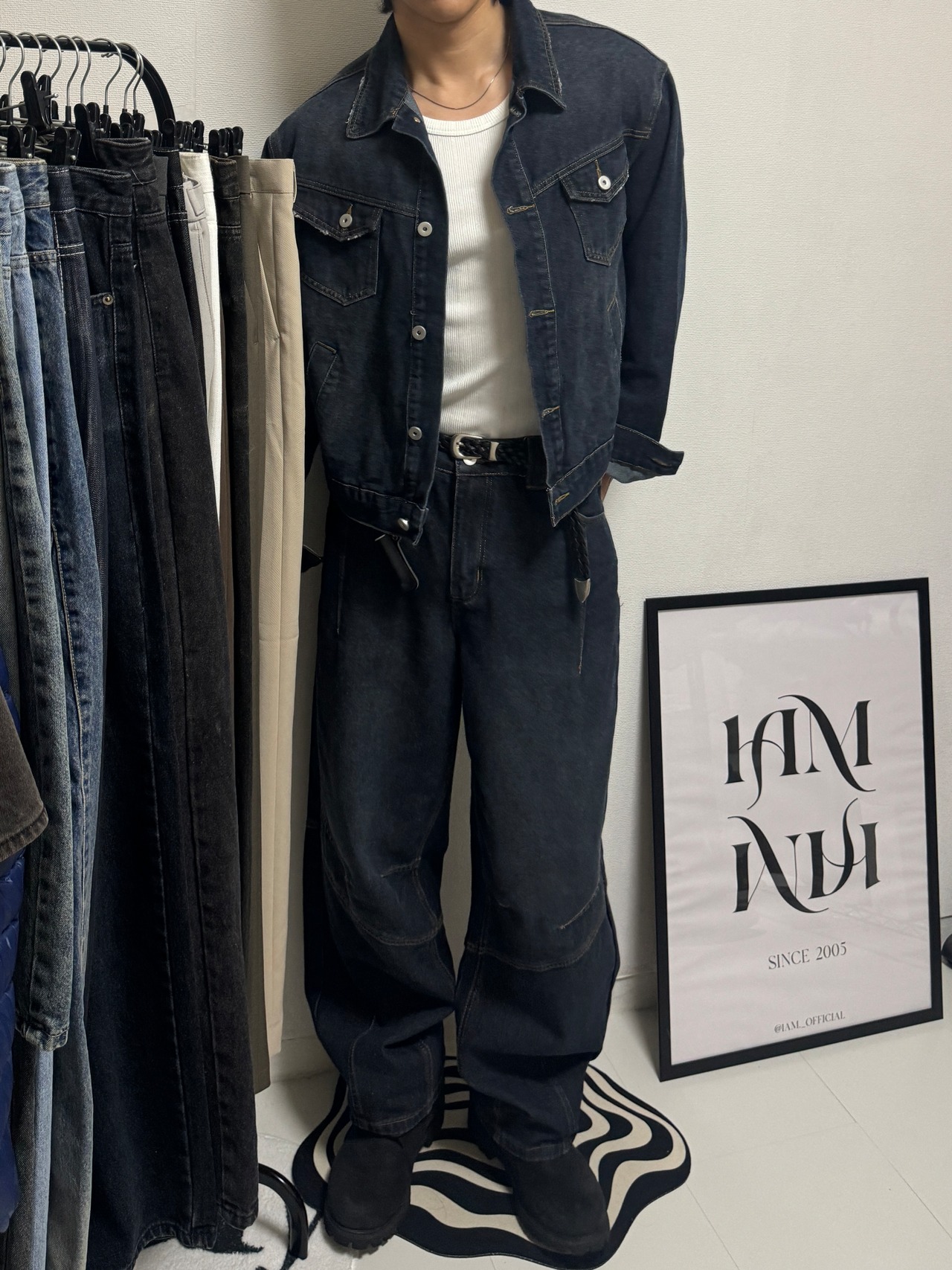 【SET】Structured Panel Lined Denim Setup (Dark Blue) - 10