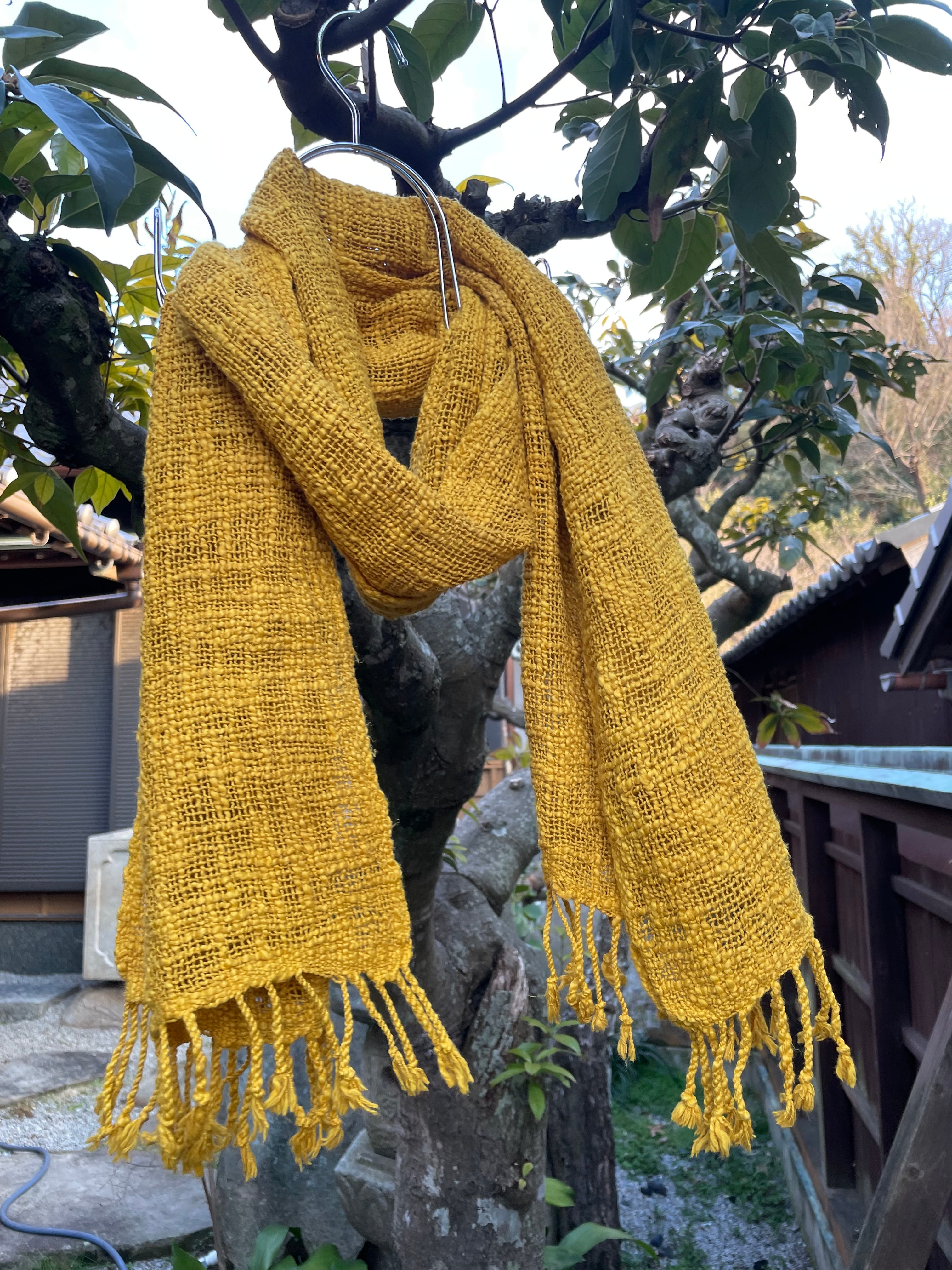 藍染　スラブコットンストール　先染め　オーガニック綿100% 手織り 藍染 スラブコットンストール 先染め オーガニック綿100% 手織り 藍染