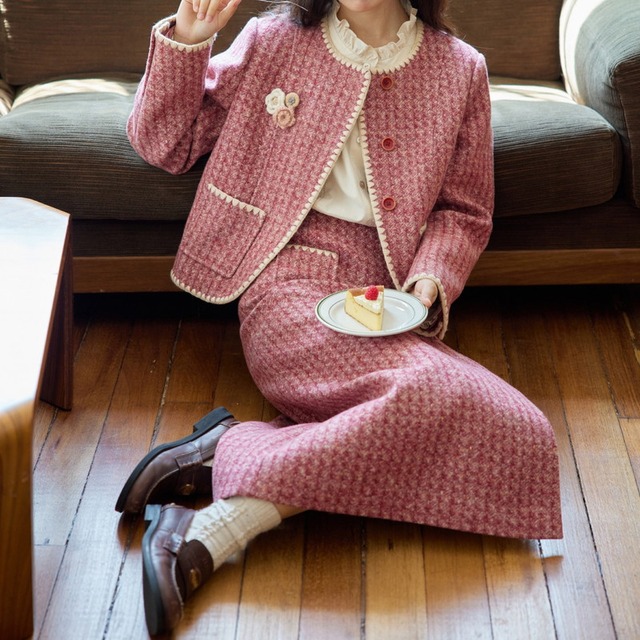 ジャケット＆スカートツイードセットアップ 00353