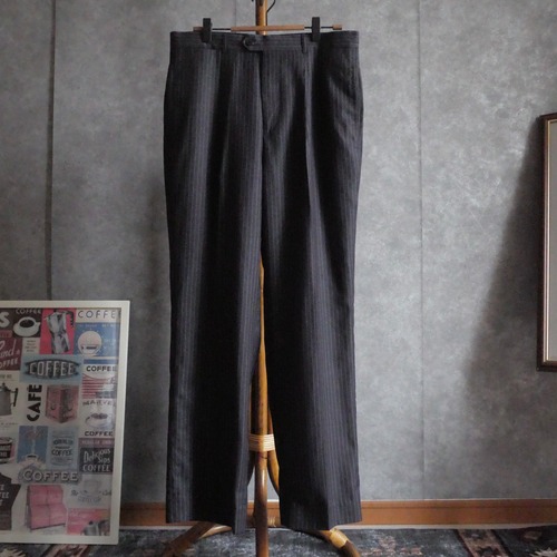00s giorgio armani pure new wool × silk pin-stripe out 1 tuck slacks