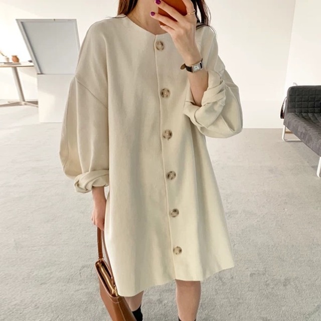 voluminous sleeve collarless OP　A0135