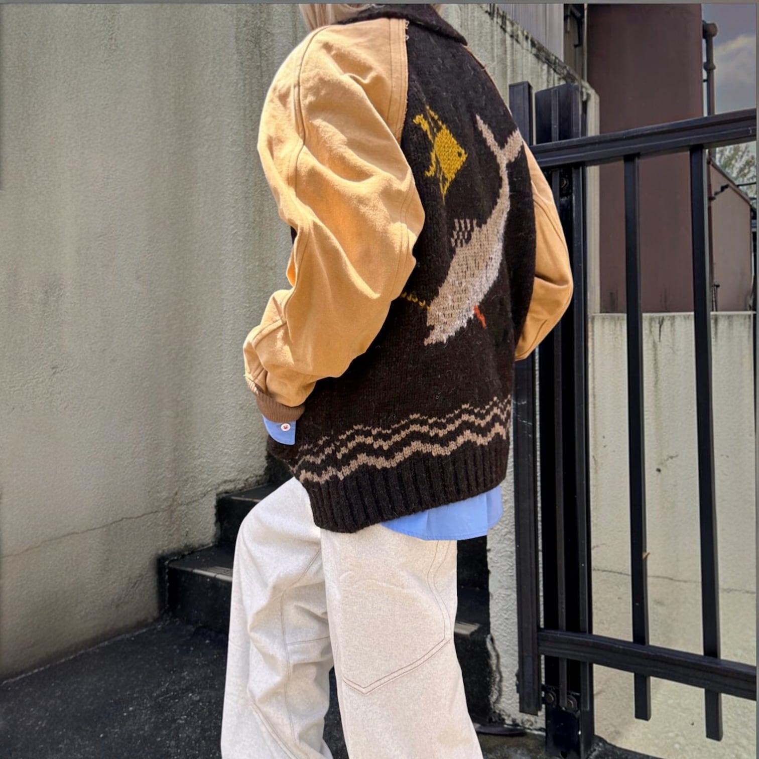 KHOKI  [COMBINATION COWICHAN SWEATER]