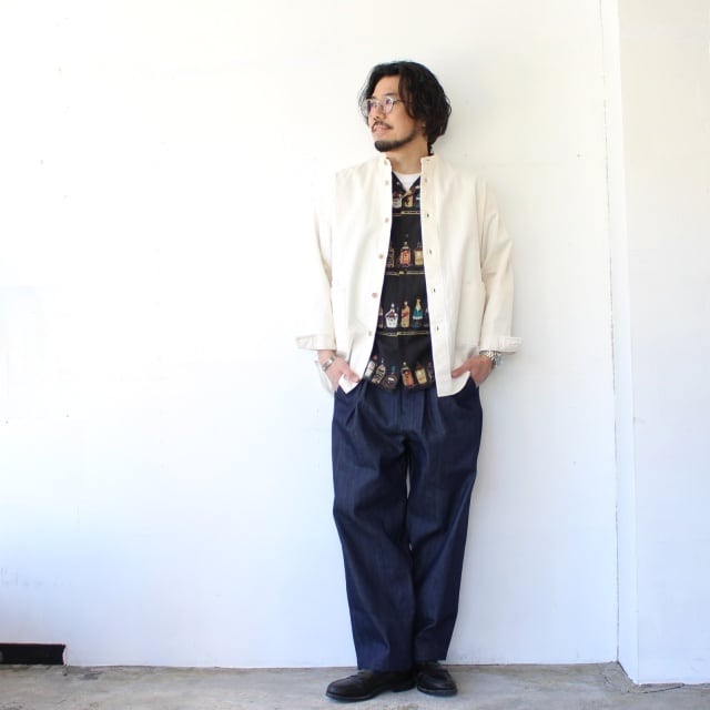HAVERSACK コットンリネンヘリンボーンBCシャツ C/L Herringbone Band