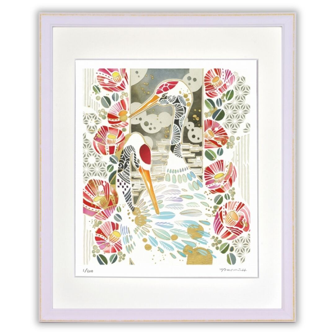 平石智美 「鶴と椿」