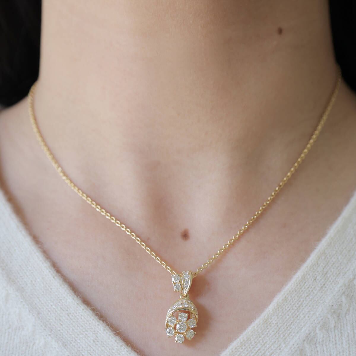 750 平和堂 Queen ダイヤモンド 1.09ct ネックレス クイーン K18 YG
