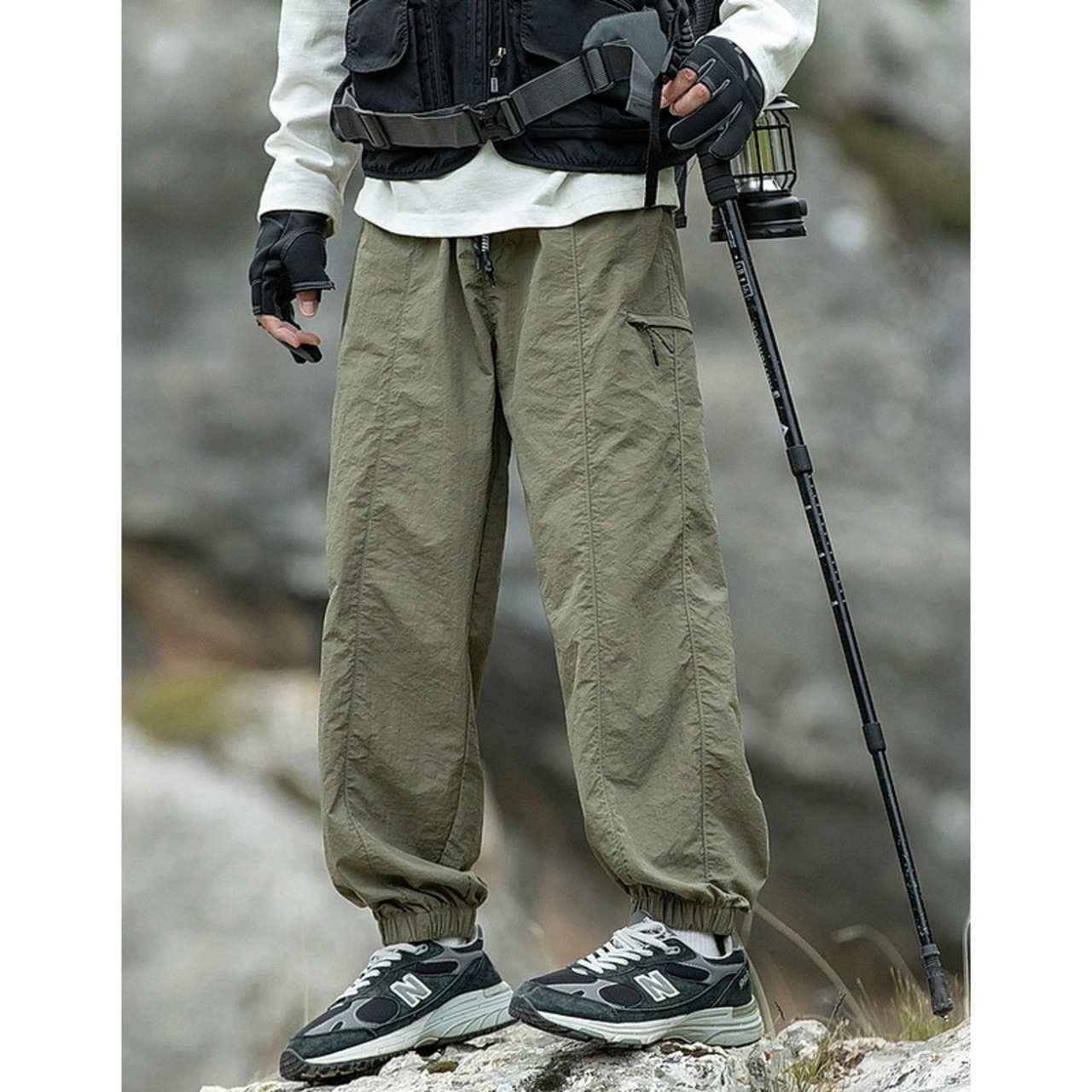 Outdoor Tech Drawcord Tapered Silhouette Cropped Pants ◇3color H0606