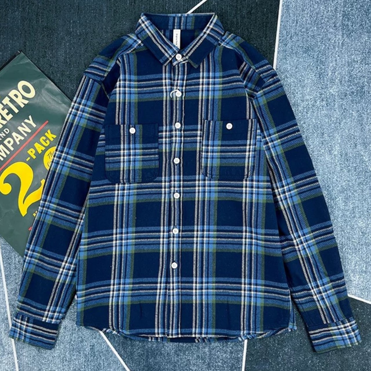 ボタンダウンカラー ロングスリーブ チェックシャツ 00182