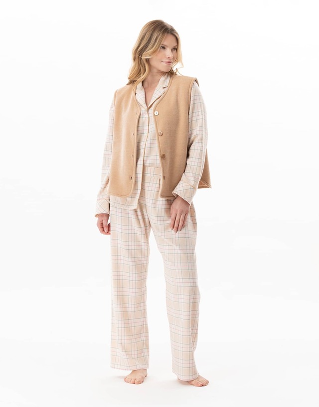 MONTAUK   フランネルベスト　ベージュ LE CHAT