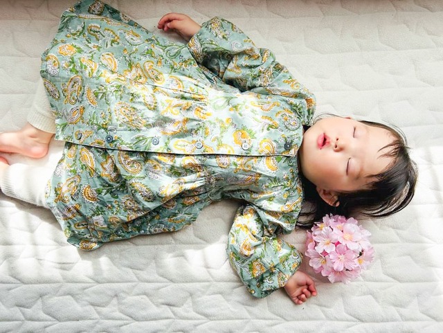 【110cm完成品】インド綿ワンピース(パープル)