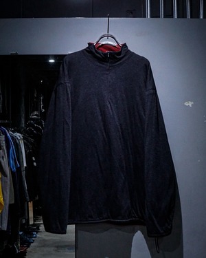 【add (C) vintage】Dark Charcoal × Red Vintage Loose Half Zip Padded Pullover