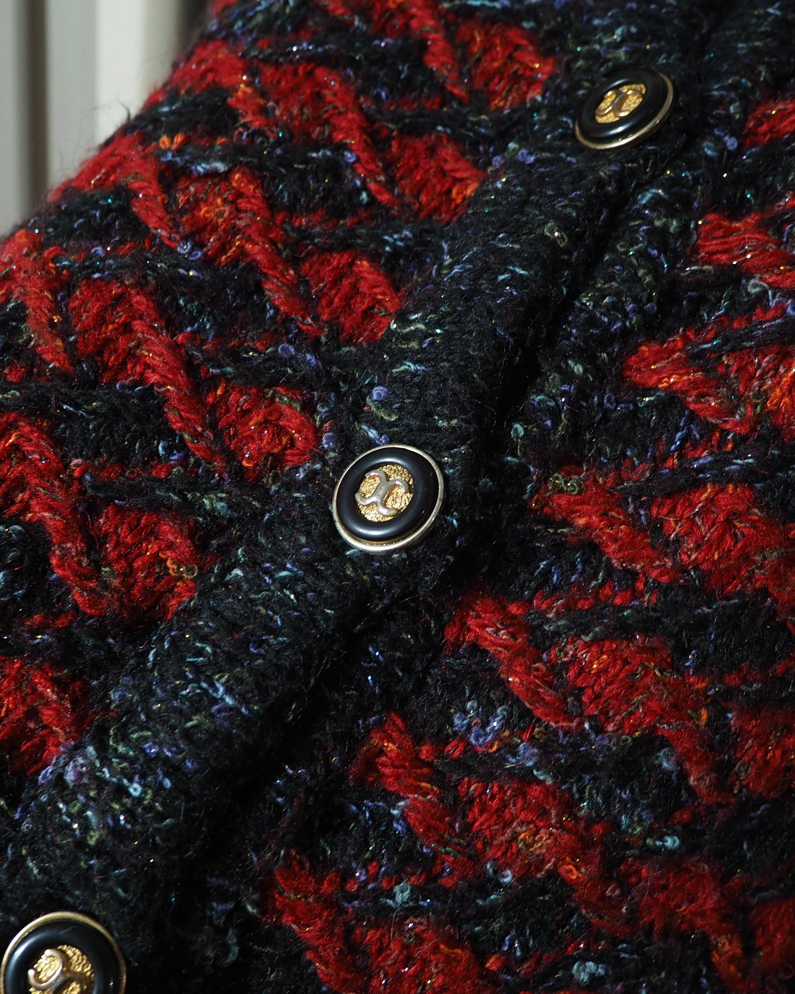 " Unknown " Zigzag Knitting × Luxury Decoration Vintage Wool Cardigan