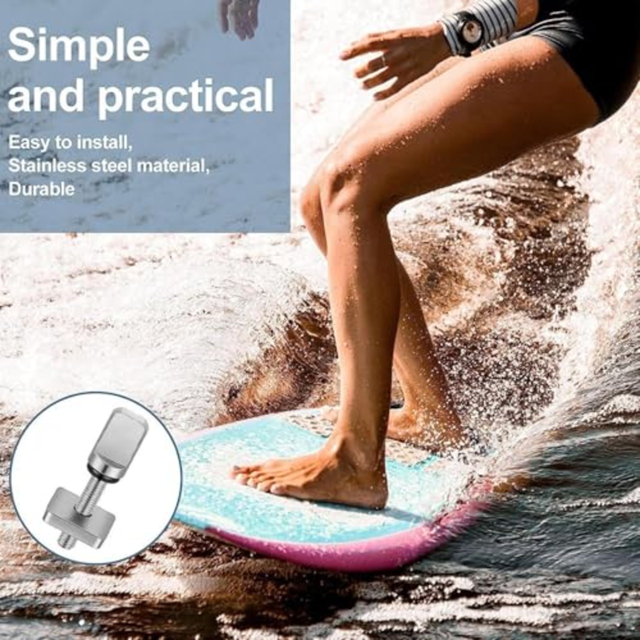 [ JAZZBACK ] ボックスセンターフィン用 サーフボード用 シルバー 2個セット フィンロックスクリュー フィンネジ ステンレス ロングボード シングルフィン ミッドレングス BOXFIN SUP サップ サーフボード サーフィン用 ドライバー不要タイプ フィンボックス用 (2)