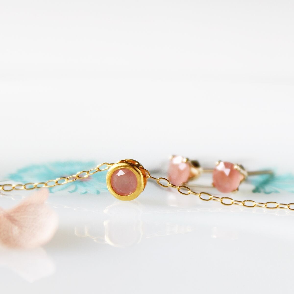 Lovely様 インカローズ×14kgfビーズ ブレスレット ネックレス 再入荷】ペルー産インカローズのひと粒ネックレス｜4mm｜14Kgf