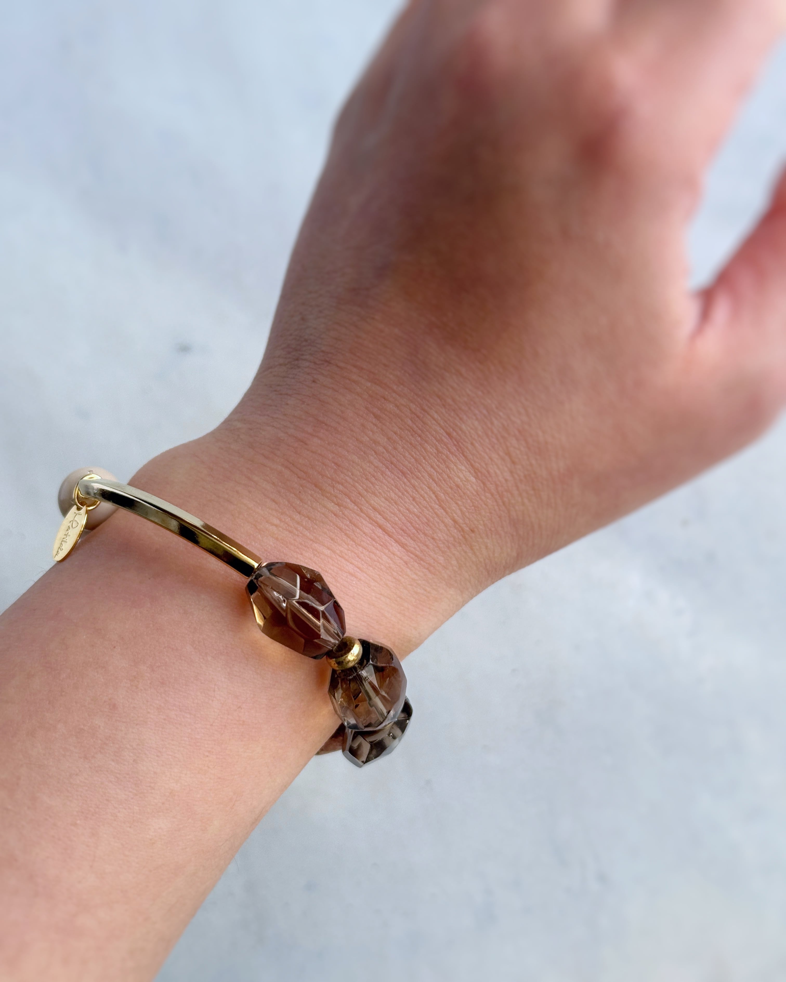 【再販】Tube & stone bracelet(ロードナイト×スモーキークォーツ×リバーストーン)