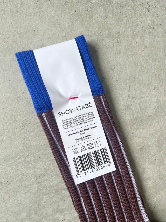 SHO WATABÉ / Cotton Needle-Out  stripes socks