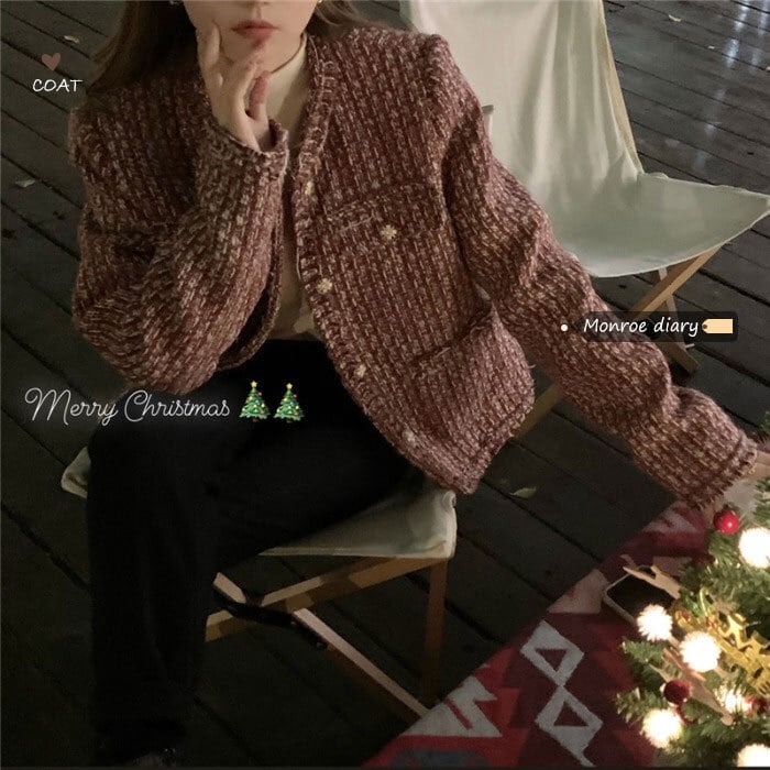 スタンダードレッドジャケット オータムウィンタールーズショートトップス レトロ 秋物 冬物 モンロー59443431551